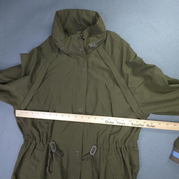 Free People Jacket Womens S - M Green Drawstring High Collar Zip Snap Boho Coat - Picture 9 of 12